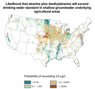 map of atrazine concentration is the US